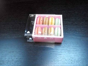 Compartment macaron box packaging.