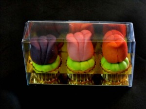 Plastic boxes for marzipan tulips